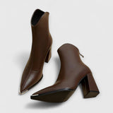 FELICE | Elegante spitze Ankle Boots – Braun