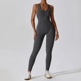 Solider Yoga-Jumpsuit für Damen – Einteilige Activewear für Yoga & Pilates – Vulkanasche