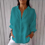 Damen Sommer Button Down Hemd | Langarm – Blauer See