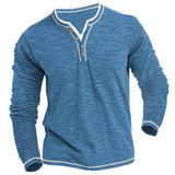 Leon | Langarmshirt mit V-Ausschnitt – Blau
