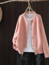 ELARA | PERLEN-KNOPF CARDIGAN – Rosa
