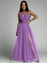 Nova | Elegantes V-Ausschnitt Kleid – Lila