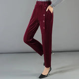 Lünelle™ Samtgefütterte Hose mit Zierknöpfen / Gemütlichkeit und Stil an kalten Tagen! – Rot
