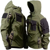 Herrenjacke | Kapuze und durchgehender Reißverschluss – Armeegrün
