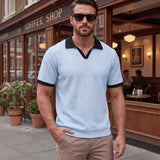 Windsor™ Polo Aus Strukturierter Strickware Mit Kontrastkragen – Blau