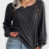 Amalia | Strickpullover mit raffinierten Knopfdetails – Schwarz