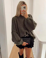 Desiree – kuscheliger strickpullover für den winter – Dunkelgrau