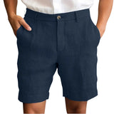 Calen - Schmal geschnittene Leinen-Shorts – Marineblau