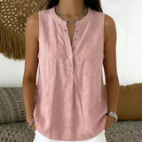 Bluse Nadine™ mit Knopfleiste und Rundhalsausschnitt – Rosa