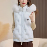 Softline Édition™ Steppweste mit Abnehmbarem Kunstpelzkragen / Die Eleganteste Schicht des Winters! – Weiß