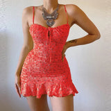 Floriva™ – Elegantes Camisole Sommerkleid mit Blumenmuster – Rot
