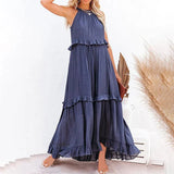 Munalisa - Maxikleid Mit Rüschen – Marineblau