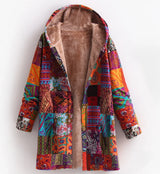 Bedruckte Fleece Jacke für Damen | Mit Kapuze – Gelb
