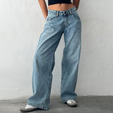 Damen-Weitbein-Jeans im hellen Vintage-Look – Blau waschen