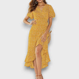 Lianora – Wickelkleid mit Volantsaum – Gelb
