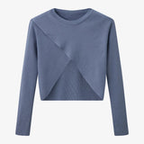 Elegantes Satinkleid - Stricktop-Kombinationsset – Blau Stricktop