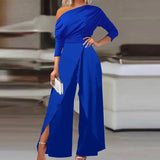 Glory - Eleganter Jumpsuit mit offenen Schultern – Blau