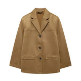 Tanja - retro-braune damenjacke – Gelb