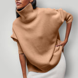 Damen Rollkragenpullover | Warmer Strickpullover in Übergröße – Braun
