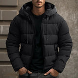 Herren-Winterjacke in Pufferbauweise | voluminöse füllstruktur – Schwarz