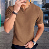 Matthias™ T-Shirt aus Strukturierter Baumwollstrickware im Old-Money-Stil – Braun