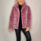 Panther Luxe™ Mantel aus Plüschfell mit Wildtierprint / Die kühne Seite Femininer Eleganz! – Rosa
