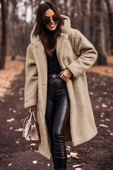 Damen Winter Kapuze Weich Langer Mantel | Warme – Aprikose