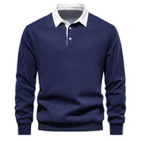 Bjoern – klassisches polo mit langen armeln – Marineblauw