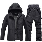 Unisex-Skianzug im zweiteiligen set | winterlicher funktionstil – Schwarz
