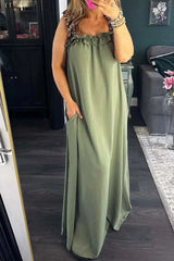Ismara | Ruffled Strap Maxi Dress – Grün