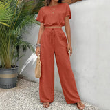 Aurelisse™-Set aus Baumwoll-Leinen mit Lockerem Schnitt – Orange