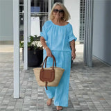 Celiane™-Set aus Baumwoll-Leinen mit Lockerer Passform – Blau