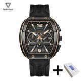 Herren Luxus Tonneau Uhr 2025 von Fairwhal - Gelbes Silikonarmband, Wasserfest, Quarz – FM-5560 black
