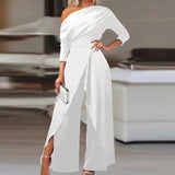 Glory - Eleganter Jumpsuit mit offenen Schultern – Weiß