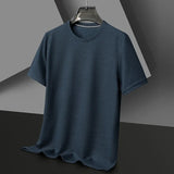 Herren Texturiert Kurzarm T-Shirt | Rundhals – Marineblau