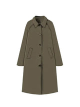 Farah | Langer Trenchcoat Mit Karofutter – Armeegrün