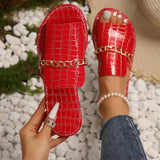 Klavdiya - Sandalen Mit Kette – Rot