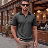 Windsor™ Polo Aus Strukturierter Strickware Mit Kontrastkragen – Grau