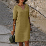 Vondra – Elegantes knielanges Kleid – Khaki