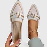 Peyton | Spitze Zehe Flache Sohle Ballerinas – Weiß