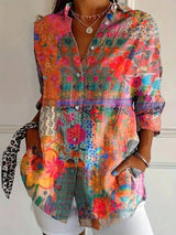 Camila | Allover-Muster Bluse – Orange
