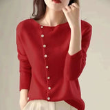 Huerta – Elegante Strickjacke Mit Knöpfen – Rot