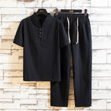 Noah - Sommerchic Kleidungsset aus Leinen – Schwarz