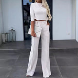 Nina™ Set mit High-Neck-Crop-Top – Weiß