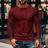 Northline™ Langarmshirt Mit Henley-Kragen und Figurbetonter Passform – Bordeauxrot