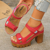 Bellatrix™ Plateau-Sandalen Mit Blockabsatz und Verstellbaren Riemen – Rot