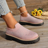 Urbaner Glanz™ Slip-On Sneaker mit Profilplateau – Hellrosa