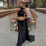 Lucila - Hals Halfter Maxikleid – Schwarz