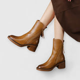 SERENE | Elegante Blockstiefeletten – Braun