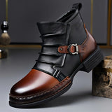Dallas™ Premium-Lederstiefelette mit verstellbarer Seitenschnalle – Braun
